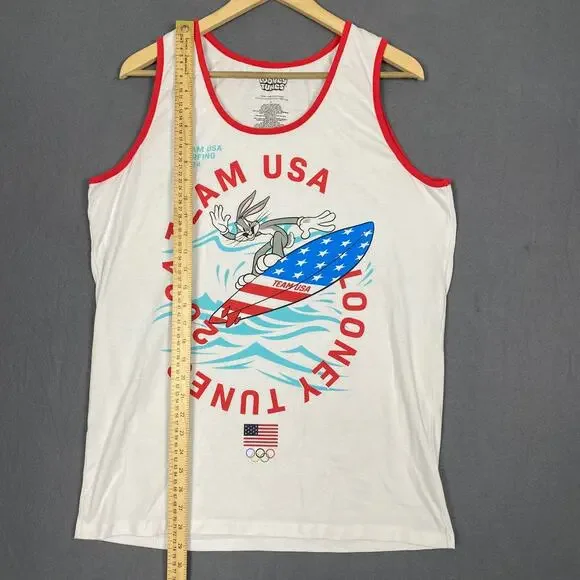 Looney Tunes Patriotic x Olympics Tank Top Men's Large Bugs Bunny USA Surfing - Picture 7 of 10